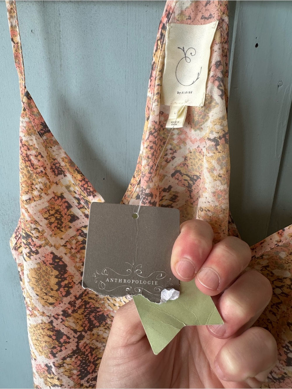NWT E by Eloise Anthropologie 100% Silk Snake Print Cami Tank Top Orange - L - Picture 6 of 9